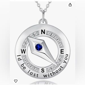 Fancime silver compass necklace
